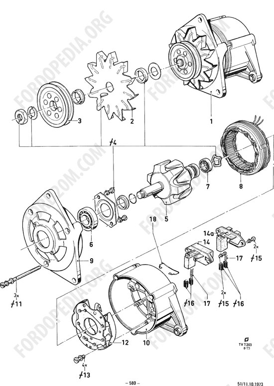 Koeln V4/V6 engines (1962-1974) - Alternator - 12V/35A