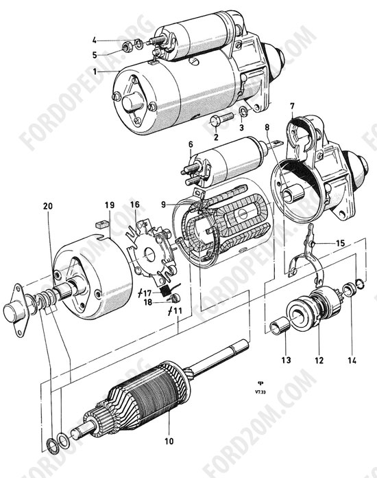 Koeln V4/V6 engines (1962-1974) - Starter motor 1.0 HP