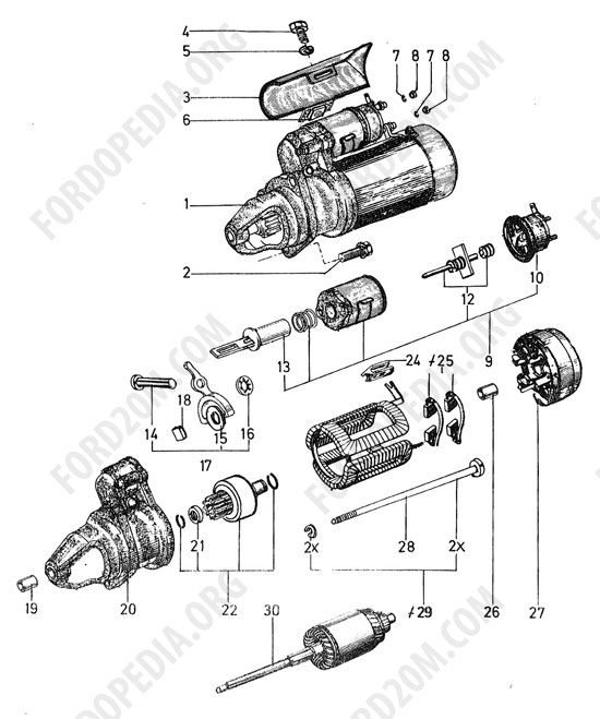 Koeln V4/V6 engines (1962-1974) - Starter motor (Essex) - Lucas