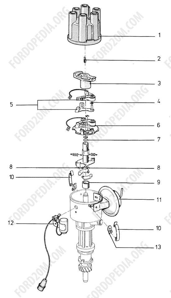 Koeln V4/V6 engines (1962-1974) - Distributor - V6 - Type B/C/D