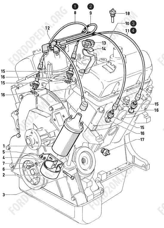Koeln V4/V6 engines (1962-1974) - Ignition coil, wiring, spark plugs (Essex)