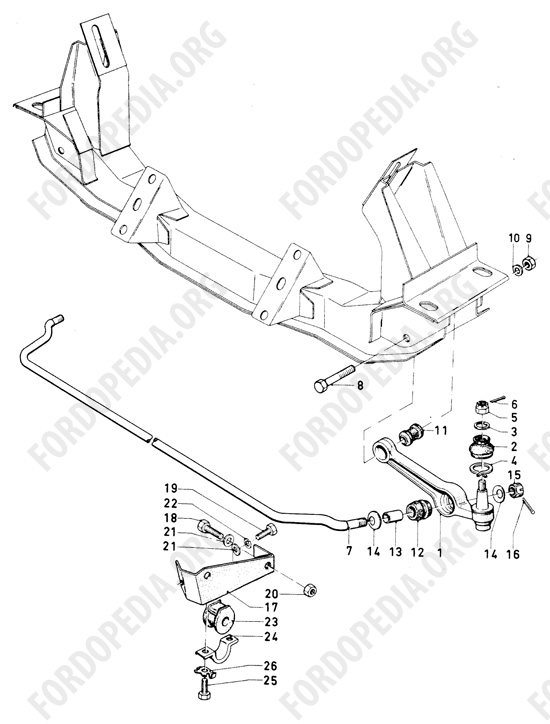 Ford Escort MkI RS/Mexico (1970-1974) - Front axle parts - stabilizer