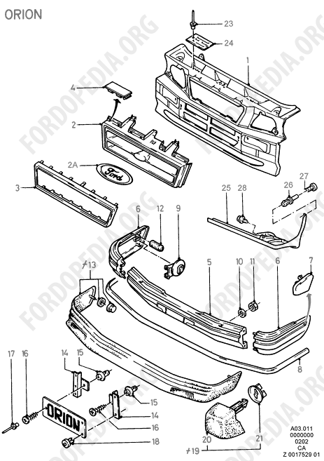 Ford Escort MkIII/Orion MkI (1981-1986) - Body Front / Grille / Bumper Spoiler (ORION)