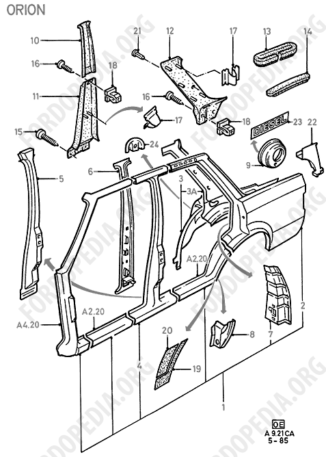 Ford Escort MkIII/Orion MkI (1981-1986) - Quarter Panels And Related Parts (ORION)