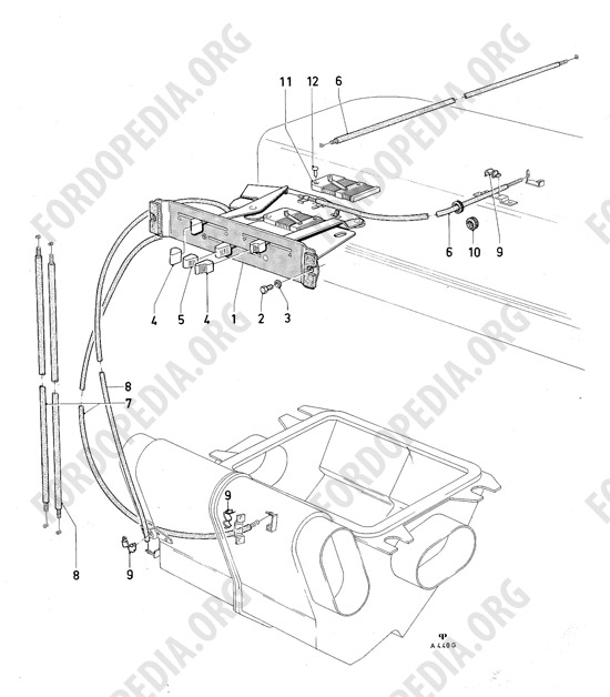 Ford Consul/Granada MkI (1972-1975) - Heater control quadrant