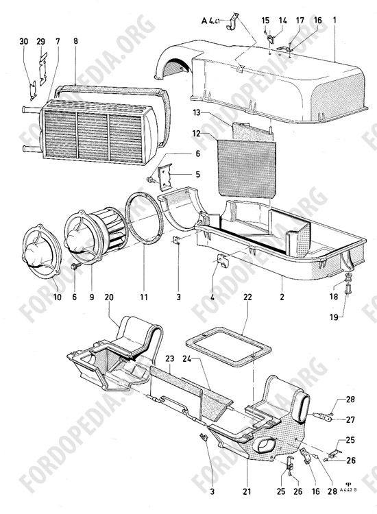 Ford Consul/Granada MkI (1972-1975) - Heater components