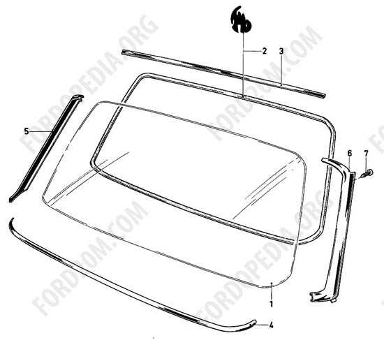 Ford Taunus 17m/20m P5/P7 - Windshield glass