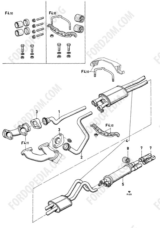 Ford Taunus 17m/20m P5/P7 - Exhaust system - 23M / 26M