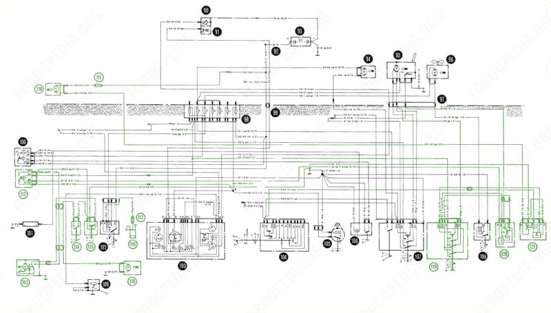Wiring diagrams: Taunus TC2 / Cortina Mk4 - base version, L version, GL version - heater, wiper and ancillary circuits