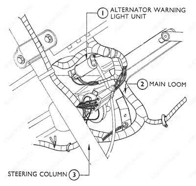 Wiring diagrams: Ford Transit MkI (F.O.B.) (prior to 09.1968) - Alternator warning light unit
