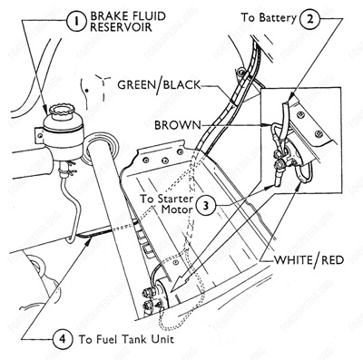 Wiring diagrams: Ford Transit MkI (F.O.B.) (prior to 09.1968) - Starter solenoid