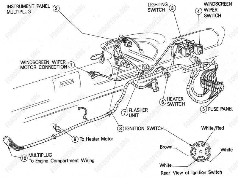 Wiring diagrams: Ford Transit MkI (F.O.B.) (09.1968 to 09.1970) - Dashboard wiring