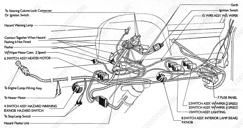 Wiring diagrams: Ford Transit MkI (F.O.B.) (09.1970 onwards) - Dashboard wiring