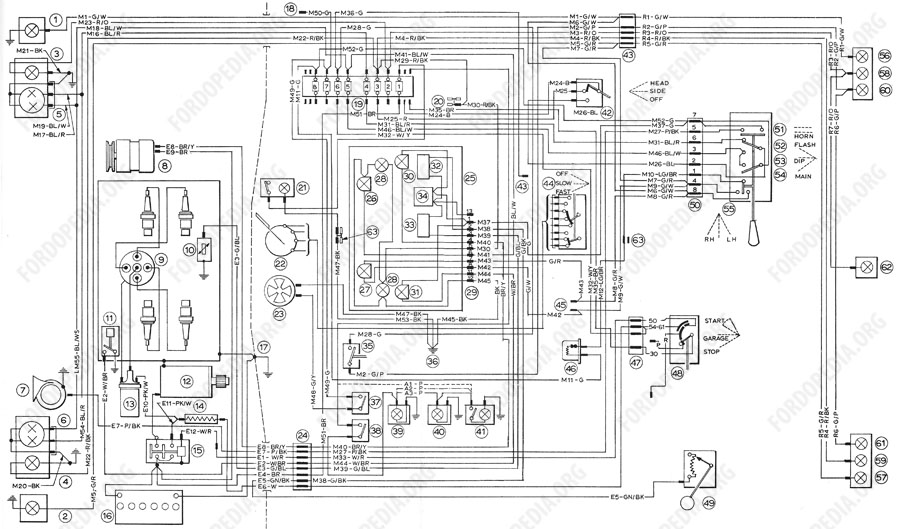 Wiring diagrams: Ford Transit MkI (F.O.B.) (09.1970 onwards) - Wiring diagram (Petrol)