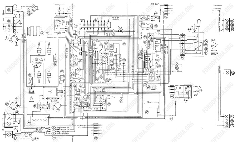 Wiring diagrams: Ford Transit MkI (F.O.B.) (09.1970 onwards) - Wiring diagram (regular production options)