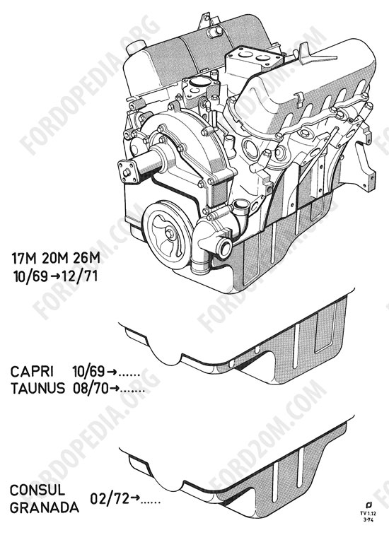 Koeln V4/V6 engines (1962-1974) - Service engine - closed deck (new cooling system) - V6