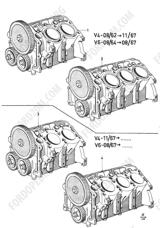 Koeln V4/V6 engines (1962-1974) - Cylinder assy