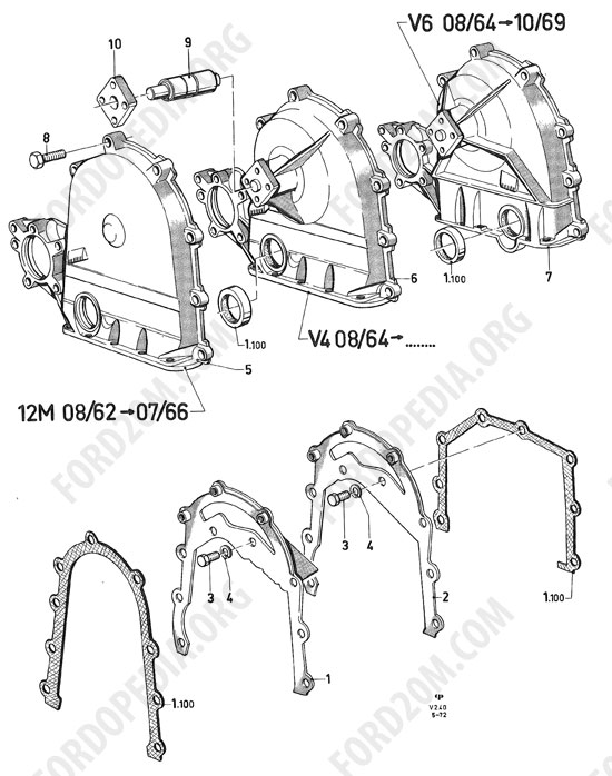 Koeln V4/V6 engines (1962-1974) - Cylinder timing gear cover