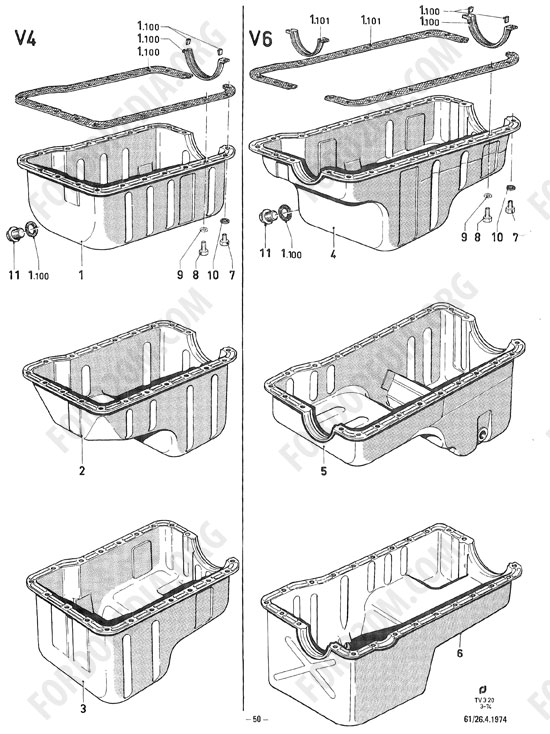 Koeln V4/V6 engines (1962-1974) - Oil pan