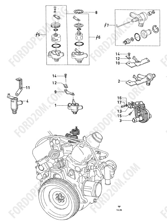 Koeln V4/V6 engines (1962-1974) - Heater water valves
