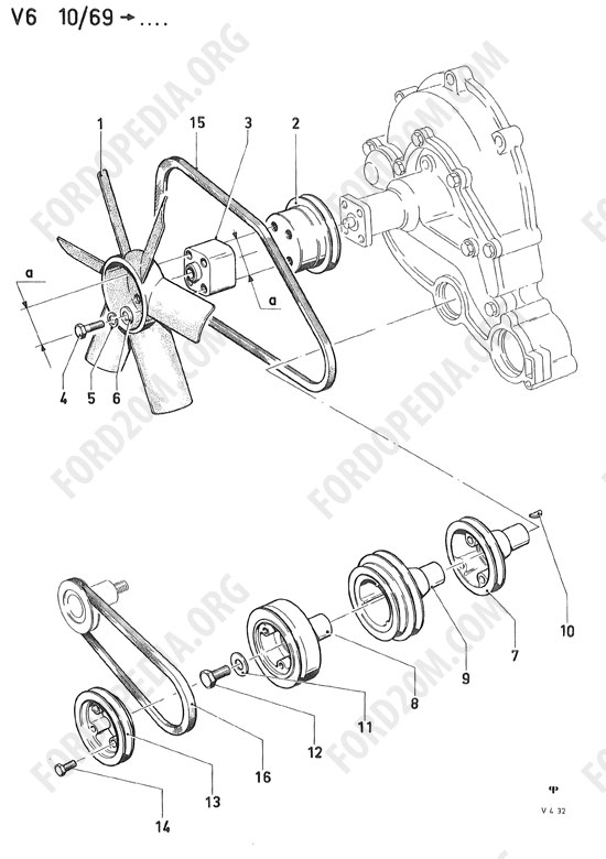 Koeln V4/V6 engines (1962-1974) - Pulleys, fan - V6