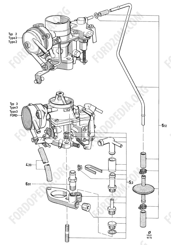 Koeln V4/V6 engines (1962-1974) - One-venturi carburetor (17M)