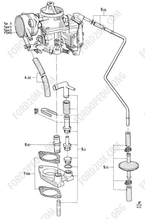 Koeln V4/V6 engines (1962-1974) - One-venturi carburetor (Capri)