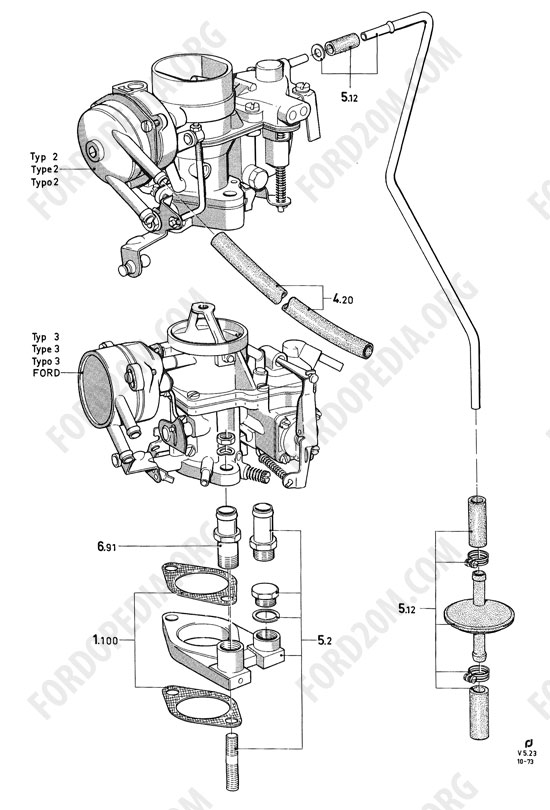 Koeln V4/V6 engines (1962-1974) - One-venturi carburetor (Transit)