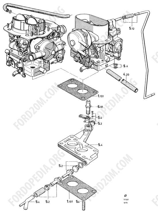 Koeln V4/V6 engines (1962-1974) - Two-venturi carburetor (17M/20M/26M)