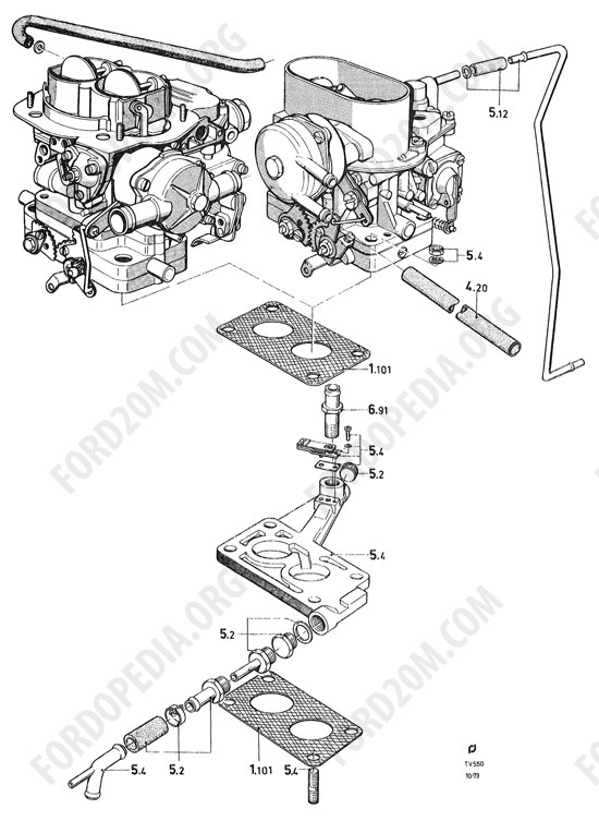 Koeln V4/V6 engines (1962-1974) - Two-venturi carburetor (Capri)