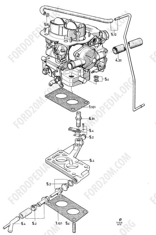 Koeln V4/V6 engines (1962-1974) - Two-venturi carburetor (Consul/Granada)