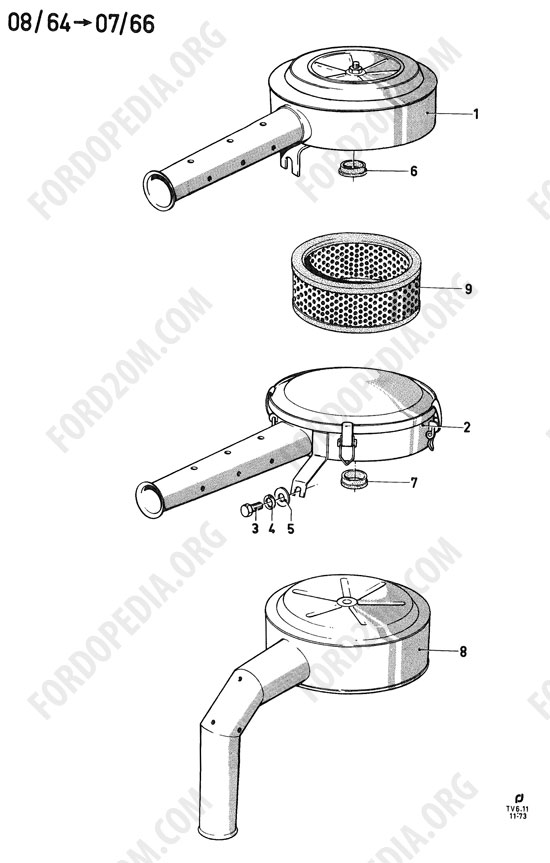 Koeln V4/V6 engines (1962-1974) - Air cleaners for carburetors types 1 and 2 (12M)