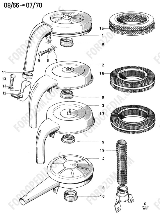 Koeln V4/V6 engines (1962-1974) - Air cleaners for carburetors types 1 and 2 (12M/15M)