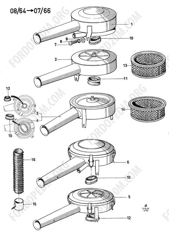 Koeln V4/V6 engines (1962-1974) - Air cleaners for carburetors types 1 and 2 (17M/20M)
