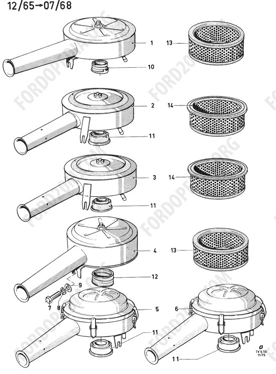 Koeln V4/V6 engines (1962-1974) - Air cleaners for carburetors types 1 and 2 (Transit)