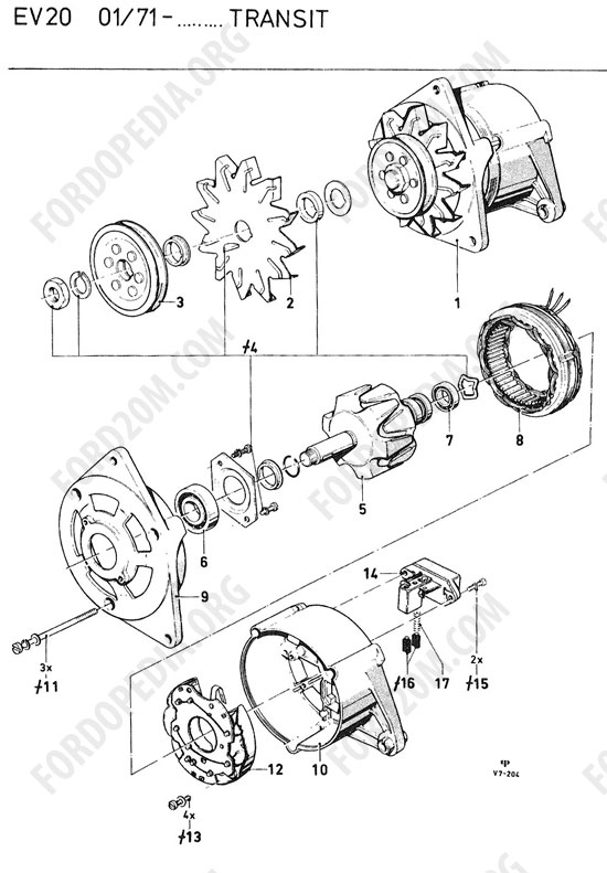 Koeln V4/V6 engines (1962-1974) - Alternator (Essex) - Bosch 14V/28A