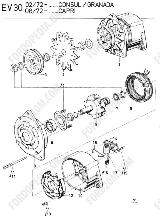 Koeln V4/V6 engines (1962-1974) - Alternator (Essex) - Bosch 14V/35A