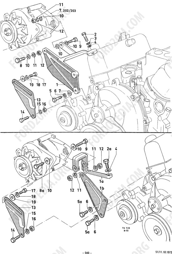 Koeln V4/V6 engines (1962-1974) - Alternator mountings