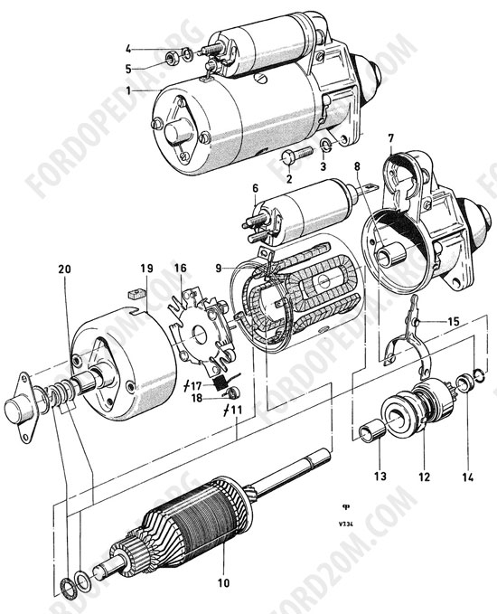 Koeln V4/V6 engines (1962-1974) - Starter motor 1.1 HP