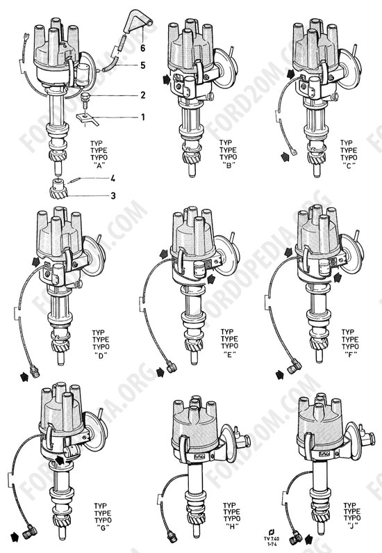 Koeln V4/V6 engines (1962-1974) - Distributor - V4