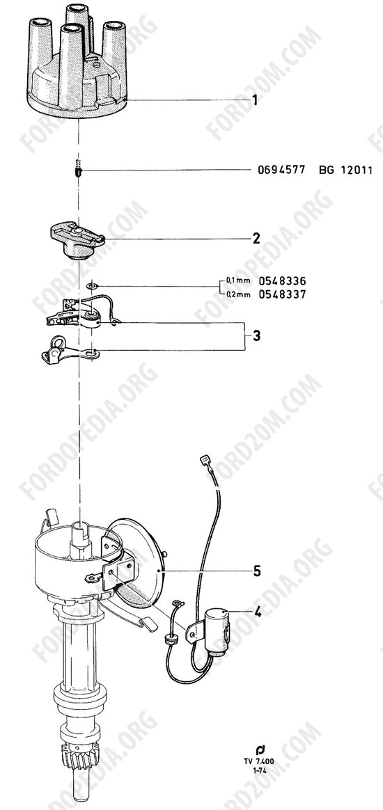 Koeln V4/V6 engines (1962-1974) - Distributor - V4 - Type A