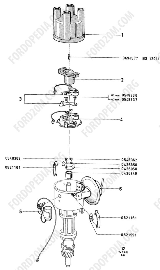 Koeln V4/V6 engines (1962-1974) - Distributor - V4 - Type B