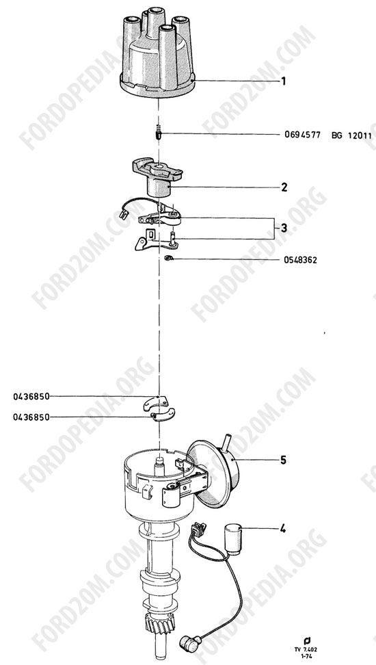 Koeln V4/V6 engines (1962-1974) - Distributor - V4 - Type E