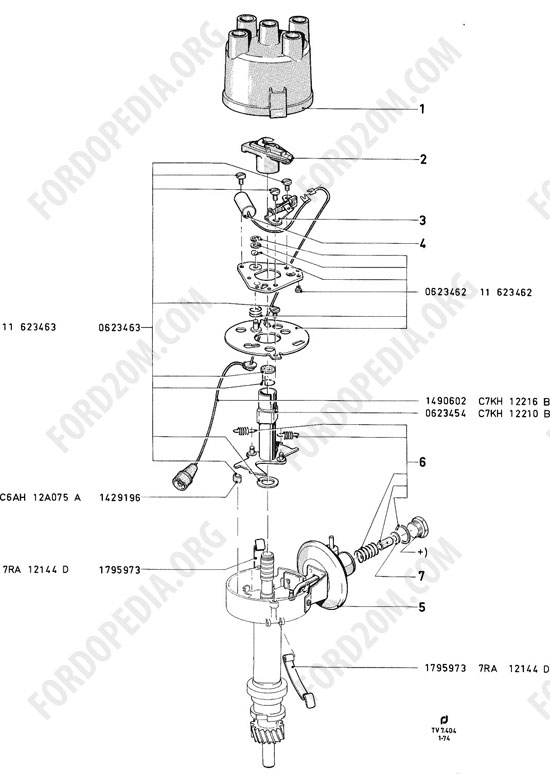 Koeln V4/V6 engines (1962-1974) - Distributor - V4 - Type H