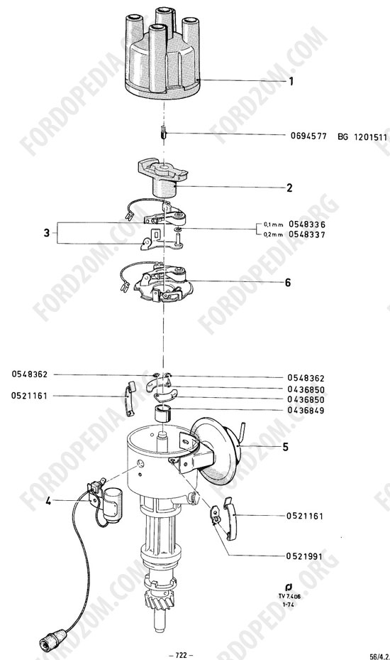 Koeln V4/V6 engines (1962-1974) - Distributor - V4