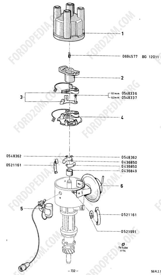 Koeln V4/V6 engines (1962-1974) - Distributor - V4