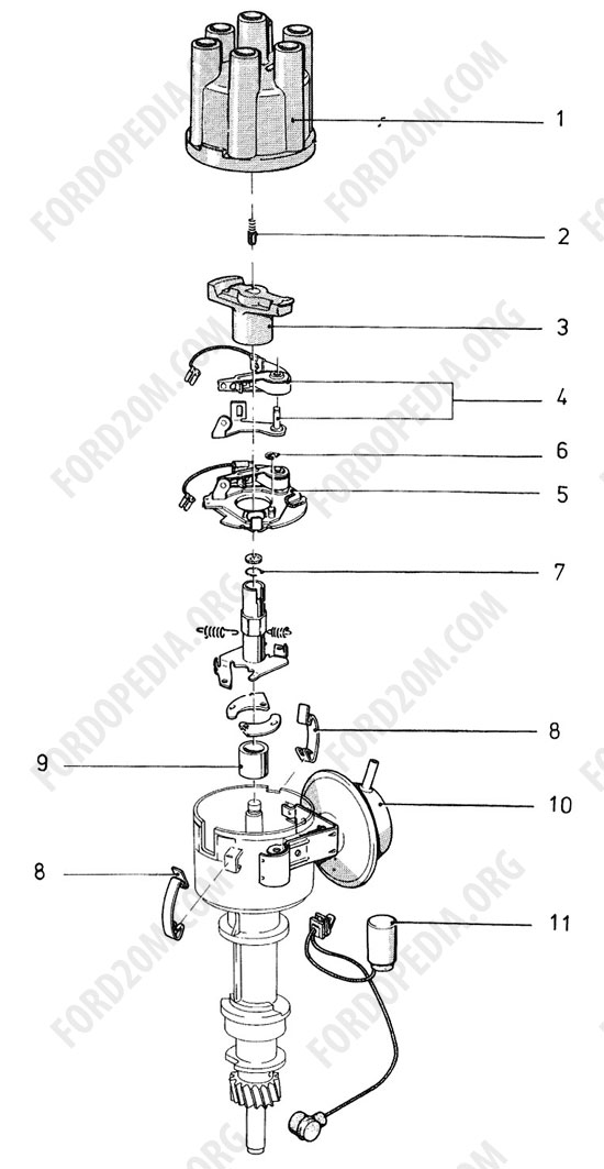 Koeln V4/V6 engines (1962-1974) - Distributor - V6 - Type E