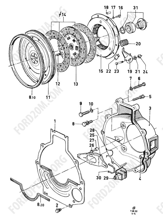 Koeln V4/V6 engines (1962-1974) - Clutch (Capri)