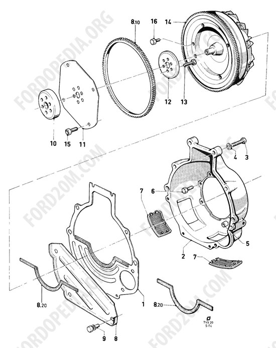 Koeln V4/V6 engines (1962-1974) - Converter housing and converter (Capri -USA/CDN) - Borg Warner