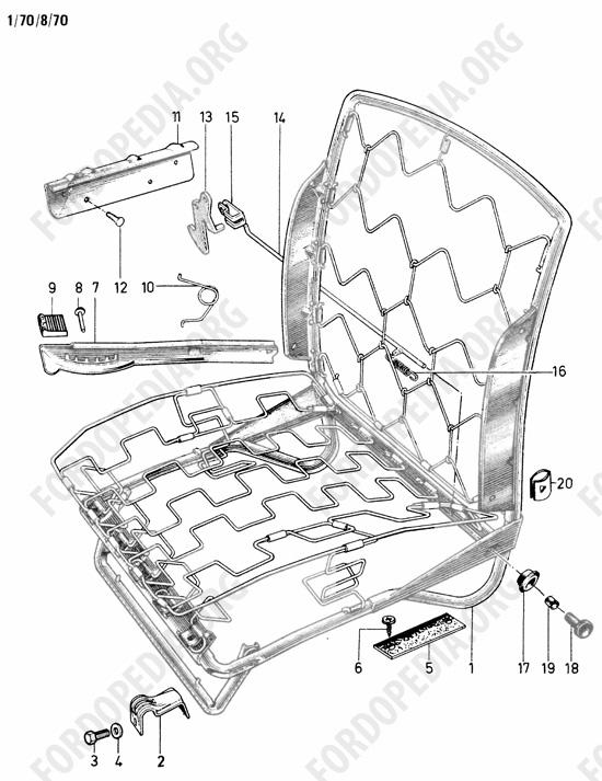 Ford Escort MkI RS/Mexico (1970-1974) - Front seat (01/70 - 08/70)